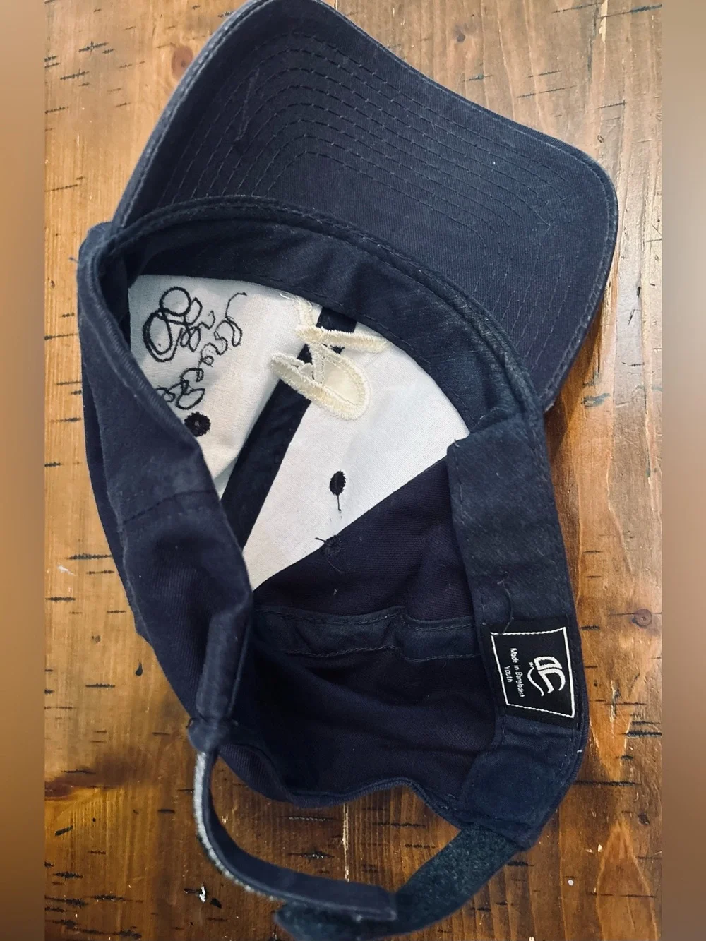 Youth Navy Distressed Adjustable Baseball Cap with White 'R' Embroidery-